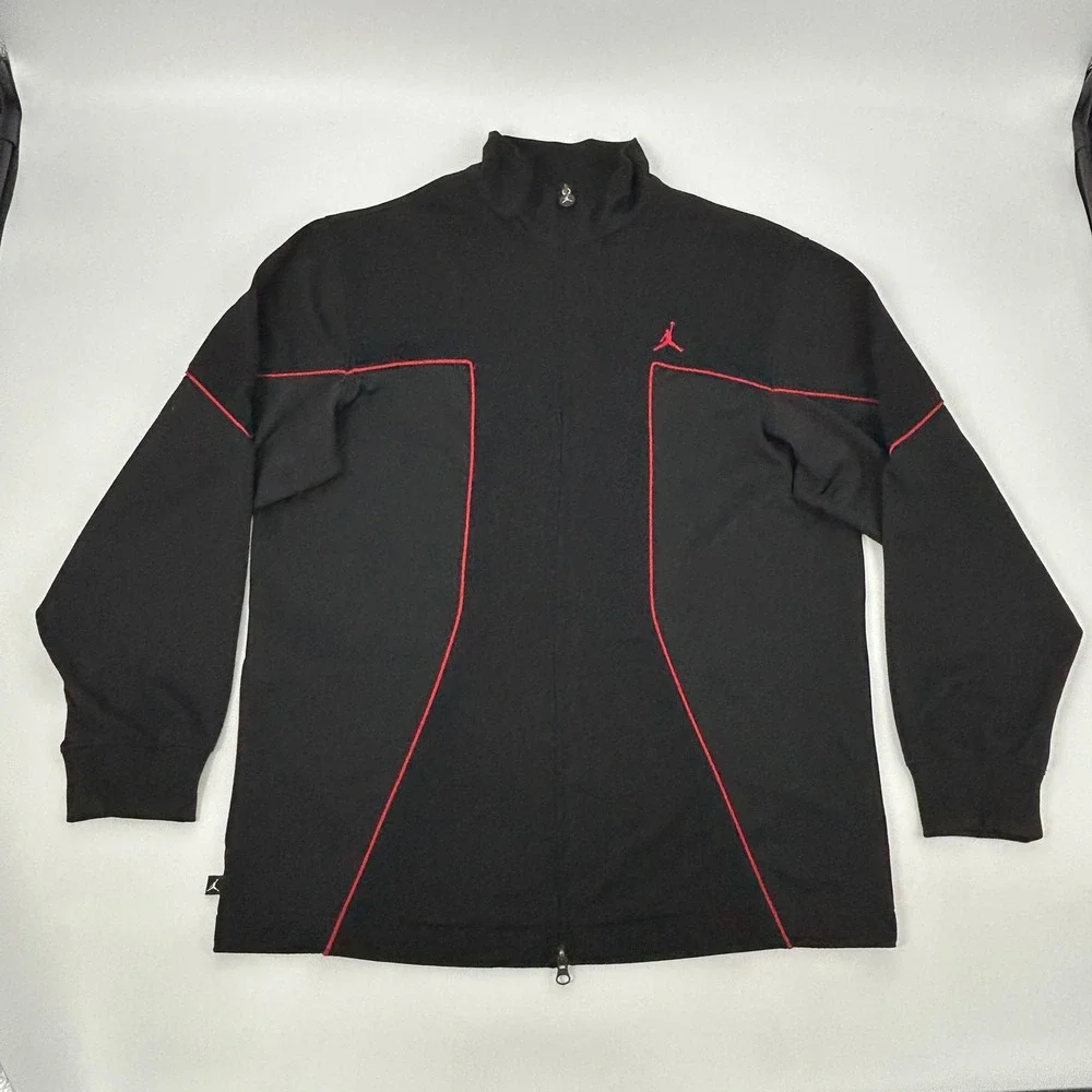 Jordan‎ Track Jacket Men Large Black Red Piping Jumpman Full Zip Mock Neck